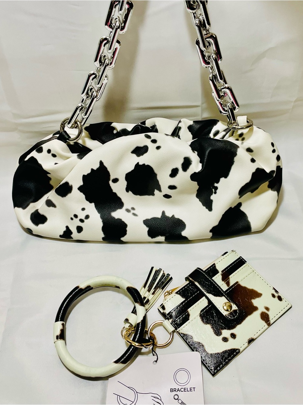 Bam Forever Boutique “Holy Moo-ly” Cow Bag & Coordinating Wristlet/Card Holder